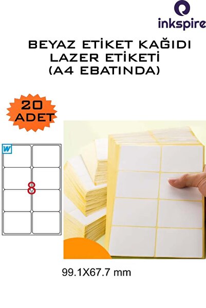 inkspire A4 laserske školske etikete - 20 listova, 160 etiketa sa imenima, et...