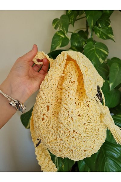 Verda Desing Rucsac Copii Model Evantai Paie Tricotat Manual
