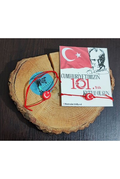 Butenin Atölyesi 29 October, 101St of the Republic Year, Moon Star Turkish Flag Fimo Bracelet, 10 Pieces