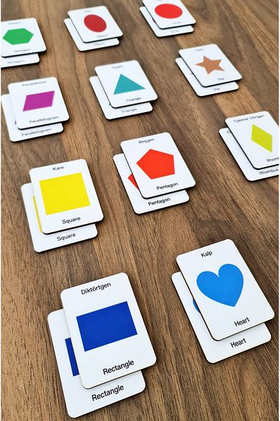 kutuTR 🧠 📐   Wooden Intelligence Cards – Matching Shapes Game |   24 Pieces |   5.5 X 7.5 cm