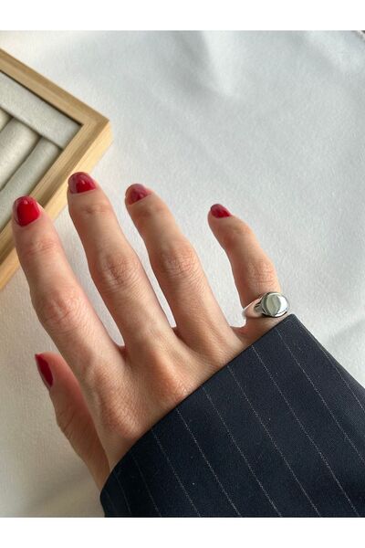 ringbox Gümüş Renk Yuvarlak Serçe Parmak Yüzüğü