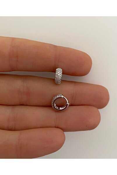 Arescollection Cerrahi Çelik Zirkon Taşlı Tragus Kıkırdak Helix Lobe Uyumlu Tombul Kalın Halka Piercing Küpe