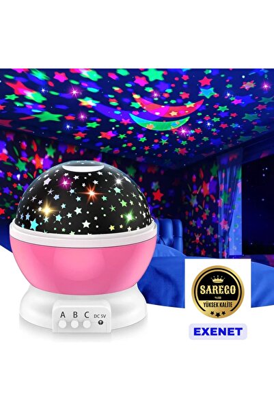 EXENET Süper VIP Ay Yıldız Lamba USB'li Renkli LED Projeksiyon Gökyüzü Galaks...