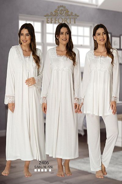 Effort Pijama طقم بيجامة نسائي بأكمام طويلة من Effort طقم بيجامة نوم للأمومة مكون من 4 قطع 2405