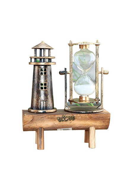 EXENET Doğal El Yapımı Vintage Ahşap Ayaklı Dekoratif Kum Saati Masaüstü Sana...
