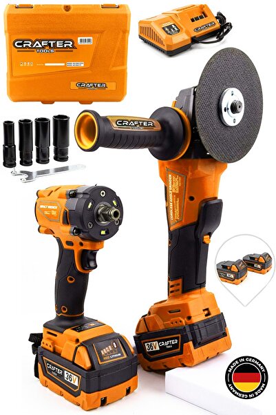 CRAFTERTOOLS Milwake 36V 5Ah 2 Li Set Şarjlı Taşlama + Şarjlı Somun Sıkma Tor...