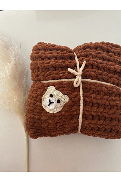 ÖRGÜCÜ DESİGN Puffy Taba Bebek Battaniyesi unisex