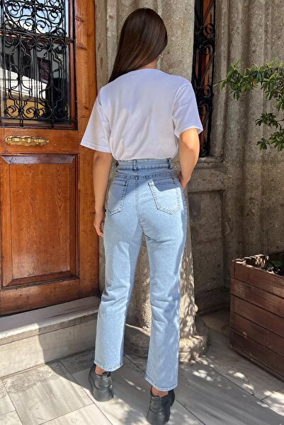 GÜLSELİ Blugi de damă Lycra Ice Blue - Blugi cu tăietură pe picior