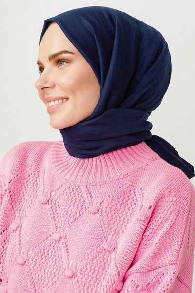 VALORSCARF Βαμβακερό Kraş Navy Blue Shawl