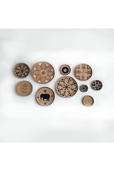 Bohemyuva Mixed Serisi 10'lu Bohem Afrika Etnik Hasır Duvar Tabak Seti