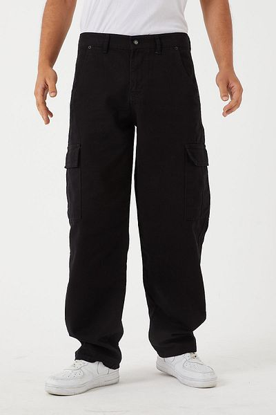 JeenTex Ανδρικό μαύρο φαρδύ τζιν ίσιο Loose Cut Cargo Pocket