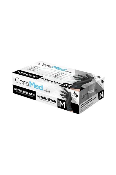 Bimel Coremed Powder-Free Nitrile Gloves Size M Black 100 Pcs