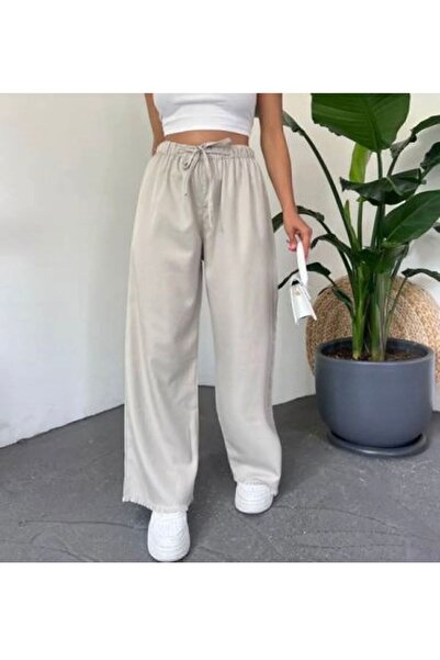 zeynepin dükkanı Cepsiz Saten Palazzo Yüksek Bel Pantolon Geniş Kesim