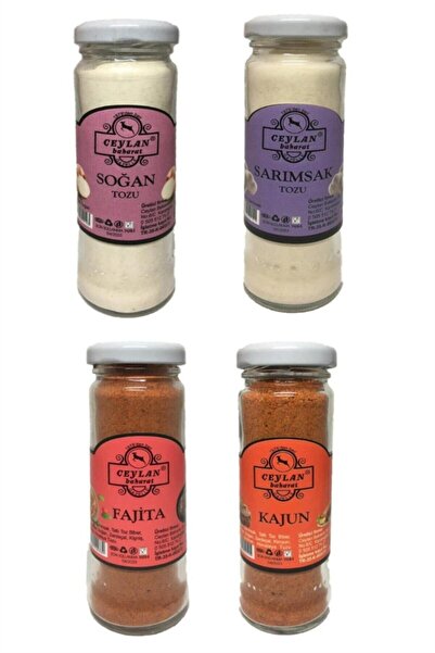 Ceylan Baharat 4'lü Cam Baharat Seti ( Soğan Ve Sarımsak Tozu, Kajun Ve Fajit...