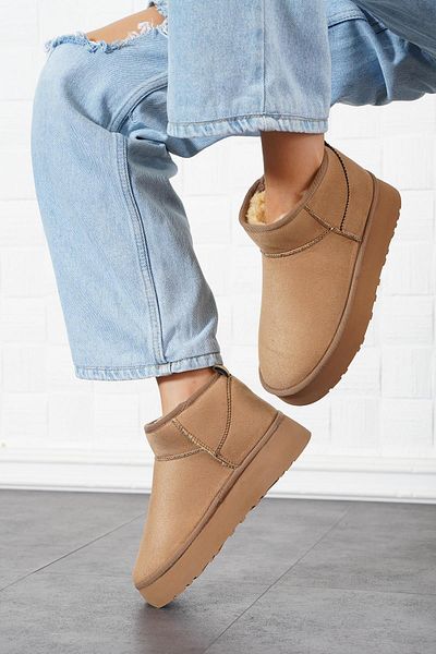 Moda Pie Γυναικείες μπότες Mink Suede με χοντρή σόλα και εσωτερική γούνα