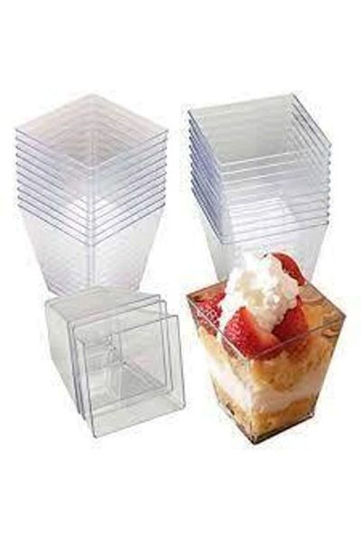 AYPEK Crystal Plastic Prism Cubic Bowl 60cc 50 Pieces - Without Lid