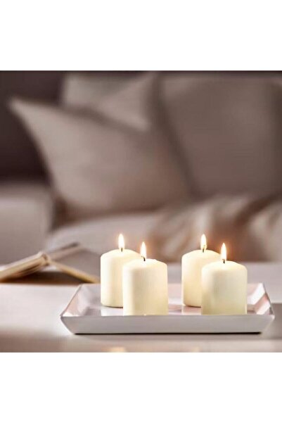 IKEA Hemsjö Bitkisel Bal Mumu Kokusuz Blok Mum 4 Lü 15 Saat Yanma Süresi