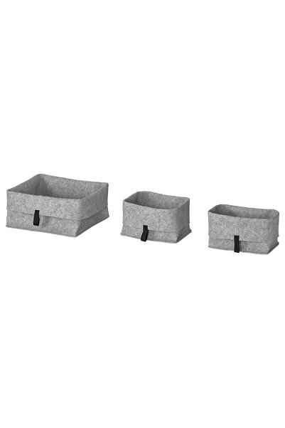 IKEA Set cutii RAGGISAR, gri, 3 articole