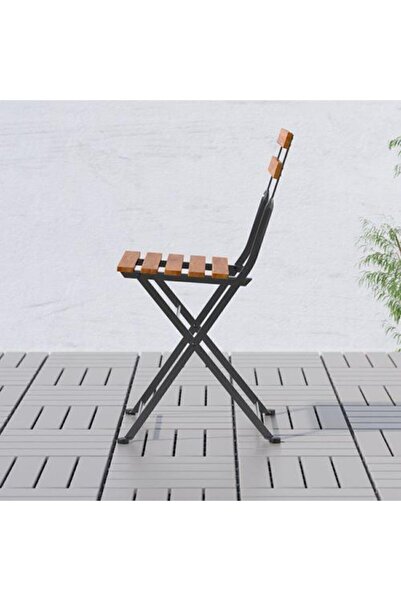 IKEA Siyah Tarnö Katlanabilir Sandalye, Siyah Kahverengi Ahşap Standart