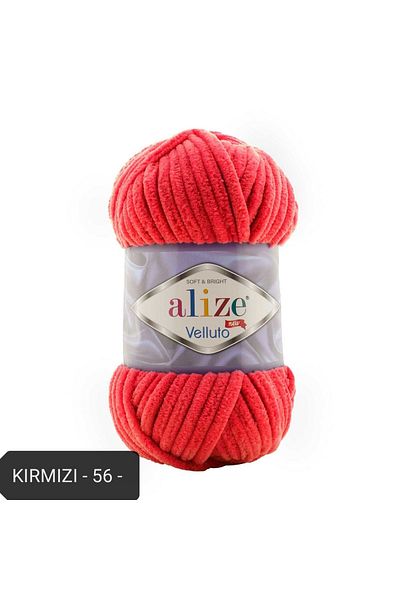 Alize Velluto 5 Yumak 100 gr Πλεκτό Σχοινί -κόκκινο-56-