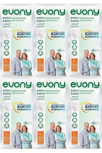 Evony Patient Diapers Adult Absorbent Panties L-large Size 180 Pieces (6pk*30)