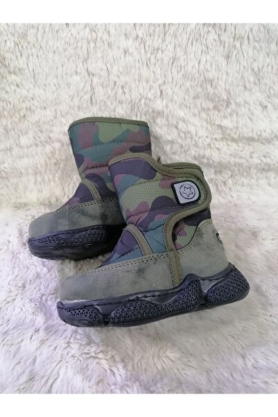 Özgür Kids Bebe I?çi? Yünlü Kamuflaj Erkek Çocuk Kar Botu.