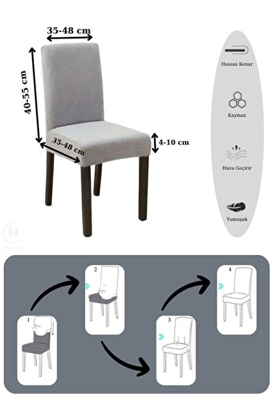 Hazineci Bey Sandalye Kılıfı Yıkanabilir Likralı Esnek Lastikli Bambu Sandalye Örtüsü