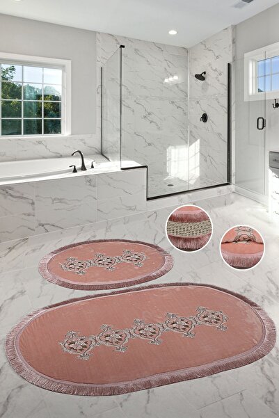 Leyli Kına هيلينا هامش مسحوق حجم كبير 2 قطعة الحمام وغرفة المعيشة حصيرة مجموع...