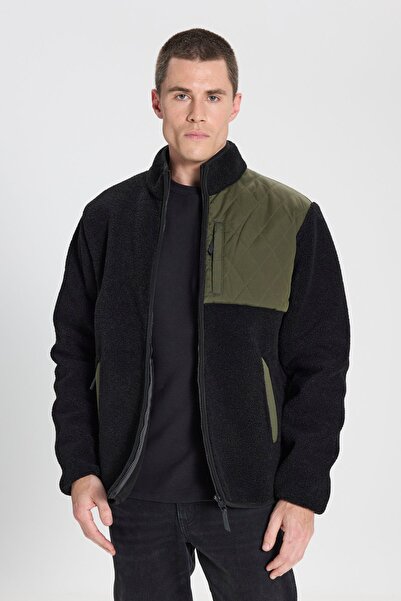 WRANGLER Regular Fit Normal Kesim Dik Yaka Fermuarlı Erkek Siyah Sherpa Ceket