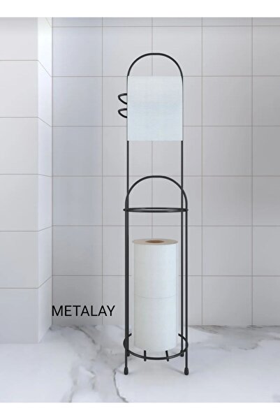 METALAY حامل ورق تواليت معدني احتياطي باللون الأسود