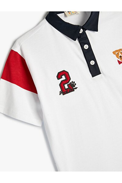 Koton Kurzärmliges Sport-T-Shirt aus Baumwolle mit Polokragen und Knopfdetail