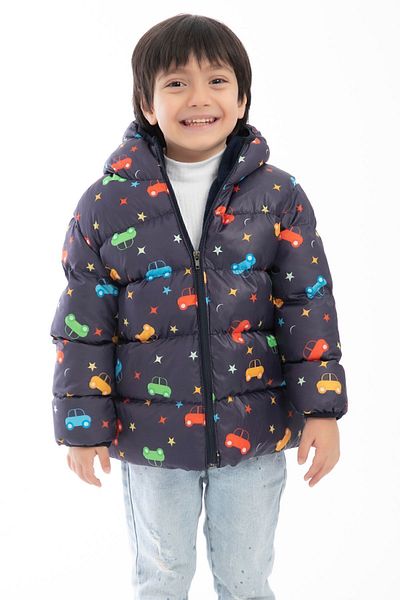 Riverstorm Boy's Winter Puffer Jacket - Fleece, Hooded, Star and Moon Pattern