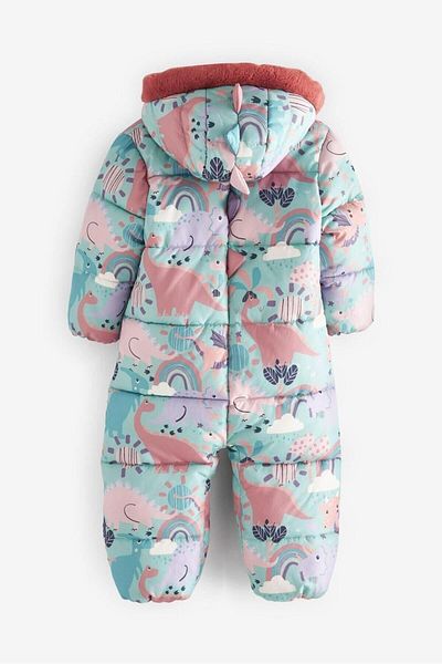 Next Baby Water Resistant Dinosaur Printed Snow Jumpsuit