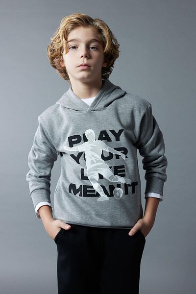 DeFacto Boy's Hooded Printed Thick Sweatshirt B5950a823wn