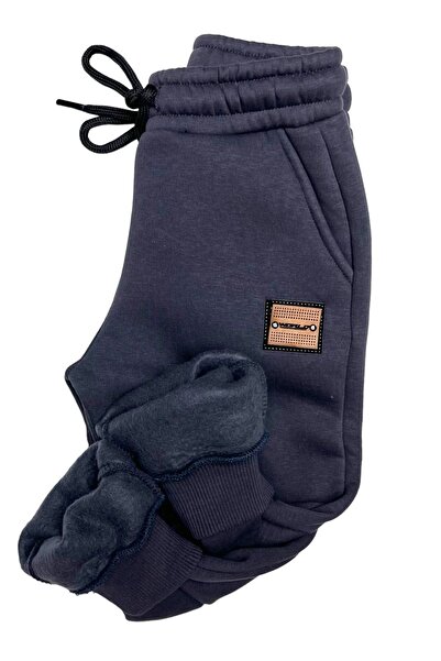 Cloise Çocuk eşofman alt 3 iplik şardonlu armalı Füme