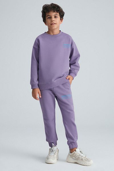 GRIMELANGE Gaspar Boy Lilac Top and Bottom Set - Cotton-Polyester
