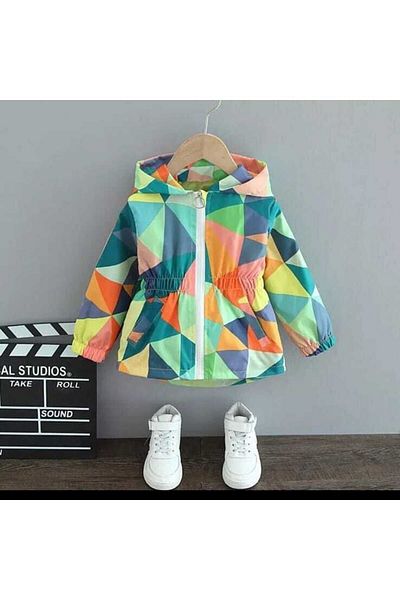 pistyle Dievčenská pláštenka s kapucňou a vzorom zeleného motýľa