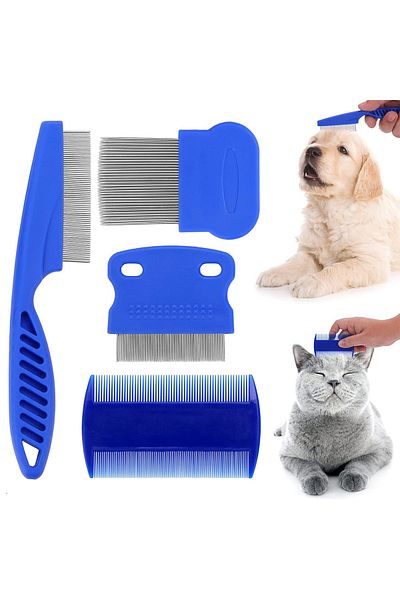 Factorial Cat Comb Brush - Lice Comb Set, Flea Powder and Hair Collection Shampoo