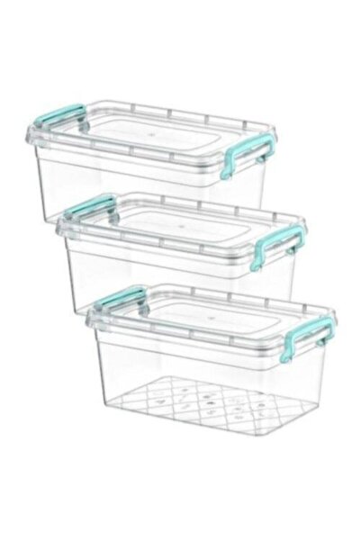 Kivi Home صندوق تخزين طعام سعة 2 لتر - 14x22x10، حاوية تخزين 3 قطع مع غطاء