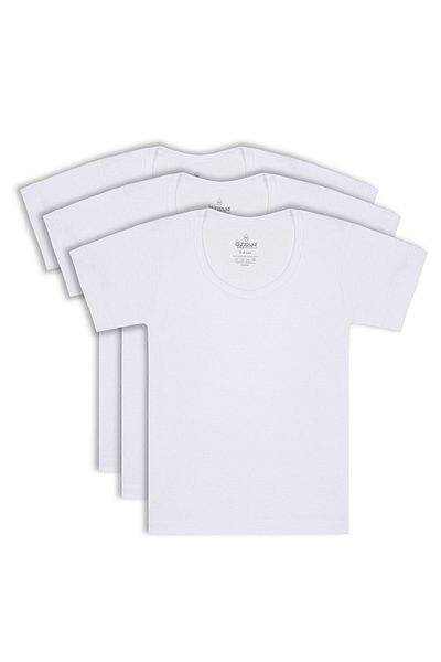 ÖZKAN underwear Boys' Athlete Undershirt - Özkan 0803, 3 Pack, 100% Cotton, Flexible and Comfortable, Wide Collar, Short Sleeve