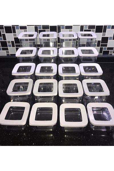 VİP AHMET Storage Containers Vacuumed 20 Pieces 4 Sets Transparent