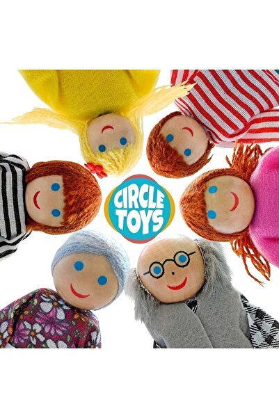 Circle Toys 6'lı Ahşap Kukla Aile Seti
