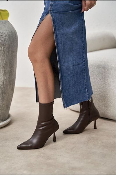Mio Styllo Melisa Brown Thin Heeled Women's Stretch Boots