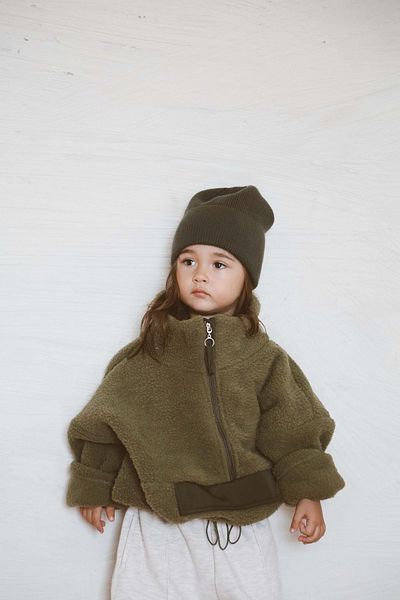 OhlalaKoala Khaki Wellsoft Half Zipper Coat for 1-6 Years Old Children
