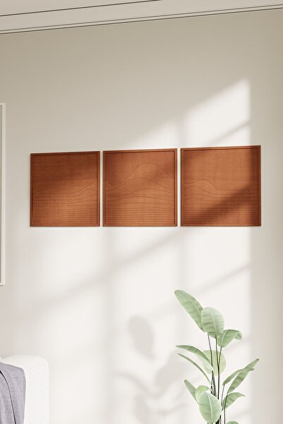 acargrafik Dekoratif 3 Parçalı Modern Ahşap Tablo