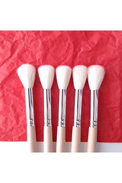 Pebeo Yayınları Pebeo Ponpon Mop,Varak,Kaynaştırma ve Tonlama Fırça Beyaz Keçi Kılı Seri 758 AL No:10-14-20 3'lü Set