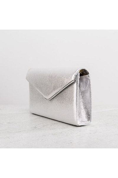 By EDUU Сребърна вечерна чанта със скрито рамо