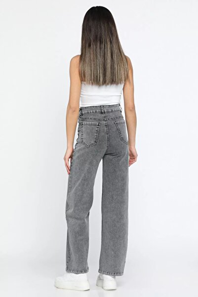 GÜLSELİ Blugi de damă cu talie înaltă, antracit, Lycra Palazzo