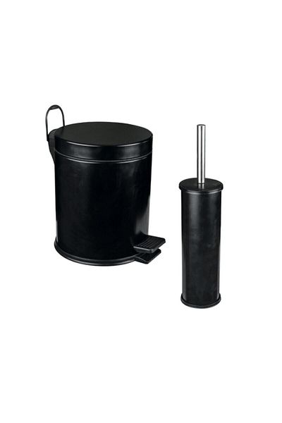 Maxiflow Σετ 2 Κάδος απορριμμάτων τουαλέτας και βούρτσα τουαλέτας Μαύρο ματ