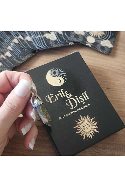 fırsatlar diyarı Eril Dişil Tarot Konuşturma Kartları Siyah & Unakit Doğal Ta...